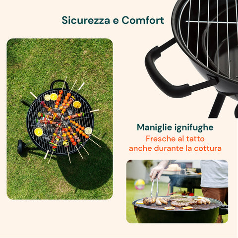Barbecue a Carbonella Carmensa con Griglia Cromata Ø44cm per 6/8 Persone