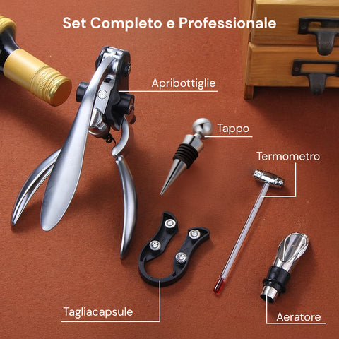 Set Sommelier 6 Pezzi in Valigetta Elegante in Alluminio