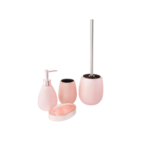 Set 4 Accessori Da Bagno In Ceramica Oro Rosato