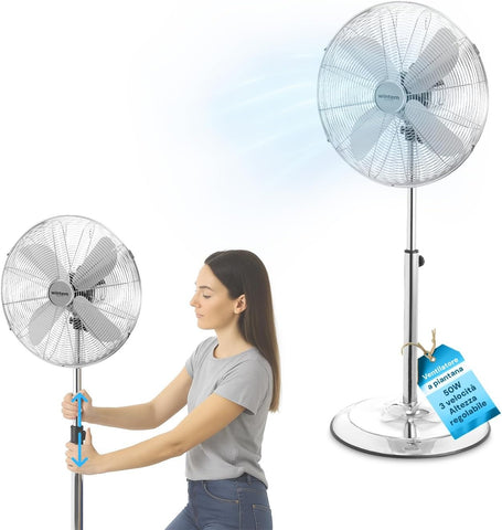 Ventilatore con Piantana Silenzioso 50W con 3 Velocità e Oscillazione Regolabile