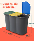 Contenitore 3 Scomparti Raccolta Differenziata