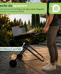 Barbecue Pieghevole in Acciaio Smaltato Nero con Ruote 60x80x84cm