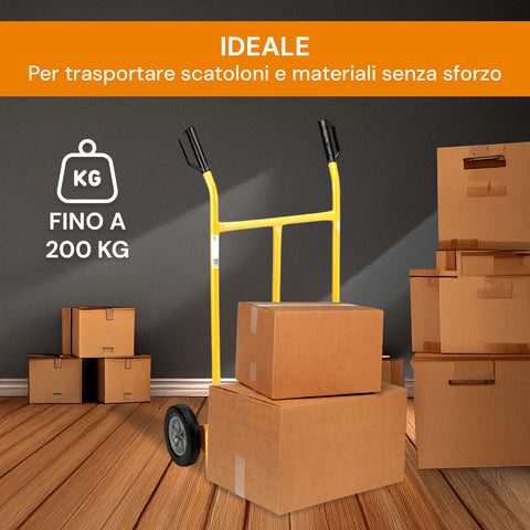garden friend carrello trasporto leggero in acciaio verniciato giallo con portata max 200 kg ean 8023755046576