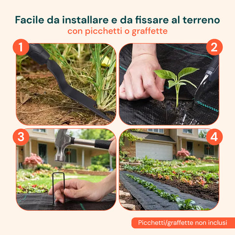 Telo Giardino Anti Erbacce Giardino 2x10 m 90 g/m² in PP Multiuso