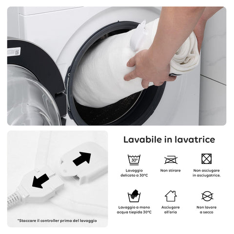 Coperta Termica Elettrica Coprimaterasso Lavabile con Riscaldamento Rapido e 4 Temperature