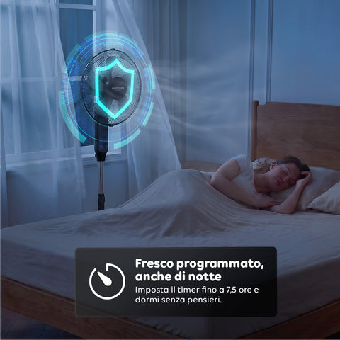 Ventilatore 40W a Piantana 40 cm con Telecomando e Altezza Regolabile fino a 135 cm – 6 Velocità