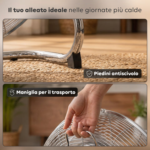 Ventilatore da Terra ø 40cm – Inclinabile, Potenza 65W e Pale in Metallo