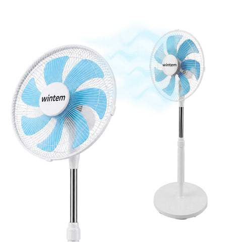 Ventilatore a Piantana 40W con 7 Pale in PP, 3 Velocità, Altezza Regolabile 80-100cm – Oscillazione Orizzontale 60° e Inclinazione 45°