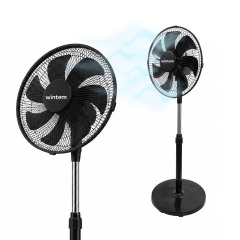 Ventilatore a Piantana 40W con 7 Pale in PP, 3 Velocità, Altezza Regolabile 80-100cm – Oscillazione Orizzontale 60° e Inclinazione 45°