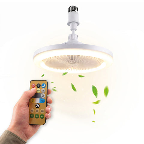 Ventilatore da Soffitto con Luce LED 10W Dimmerabile – 3 Velocità, Timer 4h e Telecomando – Diametro 25cm, Attacco E27, Potenza 55W – Luce Calda, Naturale e Fredda – Silenzioso