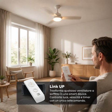 Device Trasmettitore e Ricevitore per Ventilatore da Soffitto con Telecomando – Controllo Luce, Timer e 3 Velocità – Universale ad Alta Efficienza – Risparmio Energetico e Avviamento Immediato