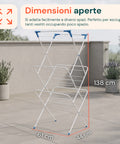 Stendibiancheria in Acciaio 61x44x138cm – Verticale, 4 Ganci e Pieghevole