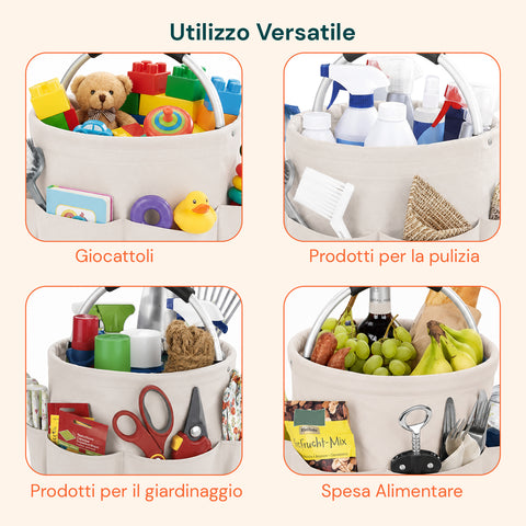 Secchiello Pieghevole Multiuso 16L con Tasche – Salvaspazio e Resistente