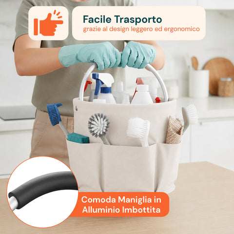 Secchiello Pieghevole Multiuso 16L con Tasche – Salvaspazio e Resistente
