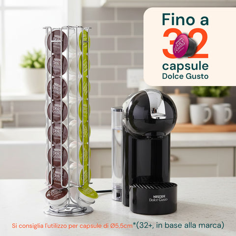 Espositore Capsule Caffè 32 Spazi Girevole Design Salvaspazio