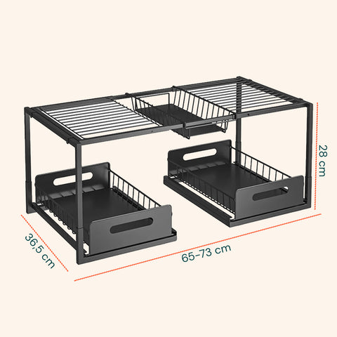 Organizer Sottolavello Cucina Espandibile con 2 Cassetti Estraibili