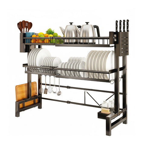 Organizer Cucina 2 Livelli Espandibile con Scolapiatti e Accessori Inclusi