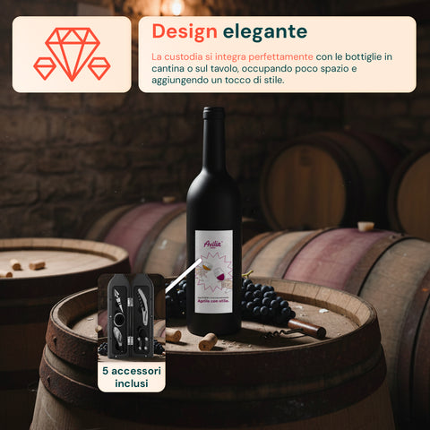 Set Sommelier a Forma di Bottiglia con Cavatappi e Accessori