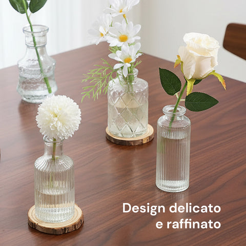 Set 15 Vasetti in Vetro Trasparente per Fiori e Centrotavola Varie Forme e Misure