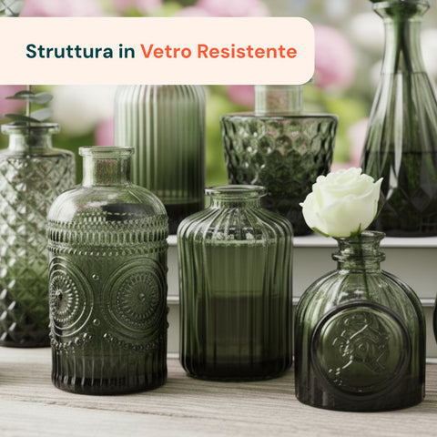 Set 12 Vasi Decorativi in Vetro con Forme e Misure Assortite per Fiori e Centrotavola