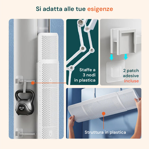 Deflettore Aria per Condizionatore da Parete con Filtro e Montaggio Veloce