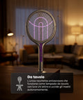 Racchetta Elettrica Zanzare 2-in-1 – Manico Telescopico Estensibile 79-106cm e Testa Rotante 90° – Griglia 4000V a 5 Strati, Luce UV 365nm e Batteria 1800mAh USB-C – Sterminatore Insetti Soffitto