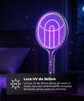 Racchetta Elettrica Zanzare 2-in-1 – Manico Telescopico Estensibile 79-106cm e Testa Rotante 90° – Griglia 4000V a 5 Strati, Luce UV 365nm e Batteria 1800mAh USB-C – Sterminatore Insetti Soffitto