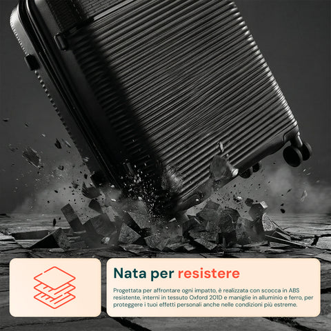 Set 3 Trolley Rigidi da Viaggio + Beauty Case con 4 Ruote Multidirezionali (56-66-76 cm)