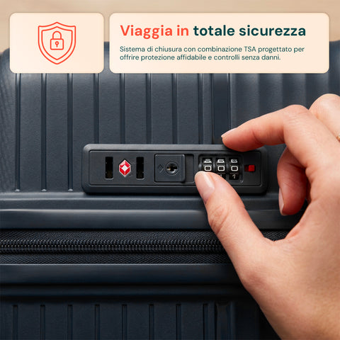 Set 3 Trolley Rigidi da Viaggio + Beauty Case con 4 Ruote Multidirezionali (56-66-76 cm)