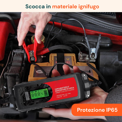 Caricabatteria Lcd 3 Funzioni Per Batterie Di Piombo 6-12v