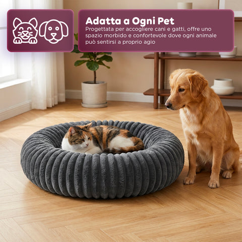 Cuccia Donut Morbida e Confortevole per Cani e Gatti Varie Taglie e Colorazioni