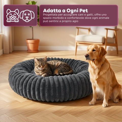Cuccia Donut Morbida e Confortevole per Cani e Gatti Varie Taglie e Colorazioni