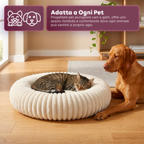 Cuccia Donut Morbida e Confortevole per Cani e Gatti Varie Taglie e Colorazioni