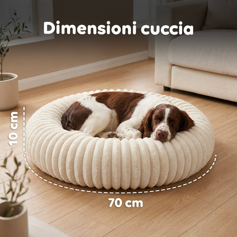Cuccia Donut Morbida e Confortevole per Cani e Gatti Varie Taglie e Colorazioni