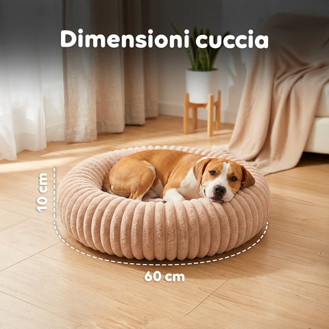 Cuccia Donut Morbida e Confortevole per Cani e Gatti Varie Taglie e Colorazioni