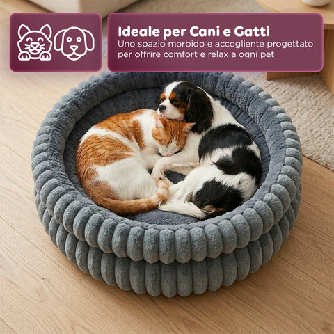 Cuccia Rotonda Antistress per Cani e Gatti Morbida e Confortevole