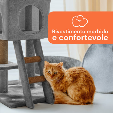 Tiragraffi per Gatti 92 cm con Cuccia, Scala e Giochi