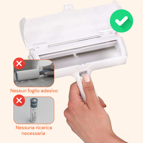 Rullo Leva Peli per Animali con Contenitore Svuotabile