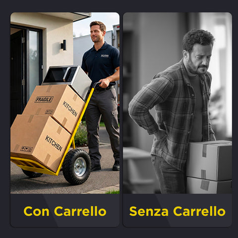 Carrello da Carico Professionale 250 kg in Acciaio - Nero con Ruote Pneumatiche Antiforo