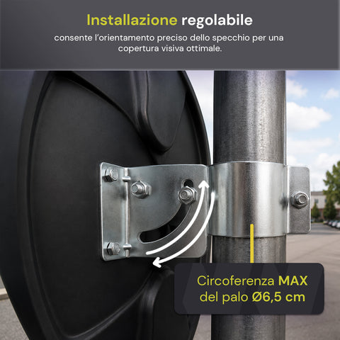 Specchio Parabolico di Sicurezza Ø60 cm con Staffe di Fissaggio