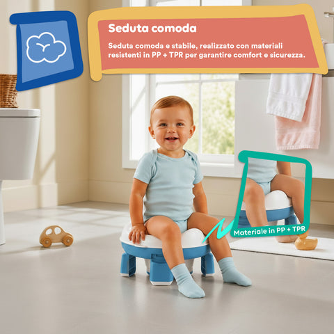 Vasino Portatile per Bambini Grigio Richiudibile e Pieghevole con 20 Sacchetti Igienici - in PP e TPR per Bimbi 1-3 Anni