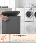 Portabiancheria Doppio 90 Litri con Coperchio Ergonomico e 2 Sacche Rimovibili