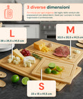 Set Taglieri in Bamboo – 3 Taglieri + 5 Utensili da Cucina Inclusi