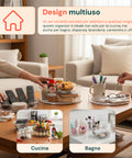 Set 3 Organizer Girevoli in PET – Contenitori Rotanti 360° per Cucina e Dispensa