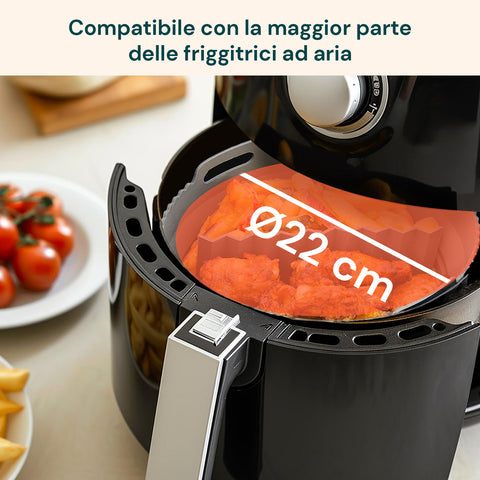 Set Cestino e Divisorio in Silicone per Friggitrice ad Aria – Accessori Pieghevoli Ø22 cm