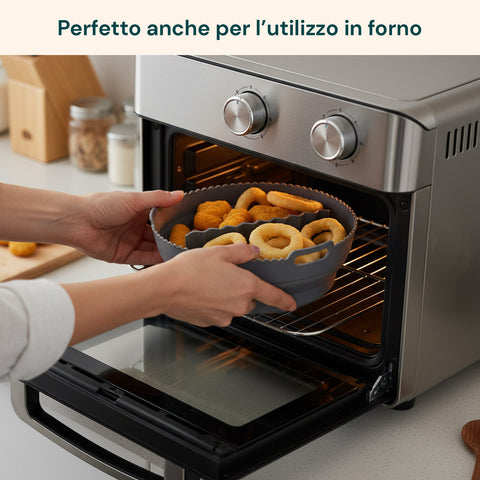 Set Cestino e Divisorio in Silicone per Friggitrice ad Aria – Accessori Pieghevoli Ø22 cm