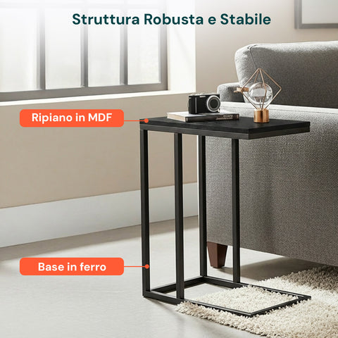 Tavolino da Salotto 40x26x58 cm – Struttura in Ferro con Ripiano in MDF