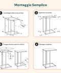Tavolino da Salotto 40x26x58 cm – Struttura in Ferro con Ripiano in MDF