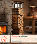 Scaffale Portalegna in Metallo – Supporto Salvaspazio 33×33×115 cm