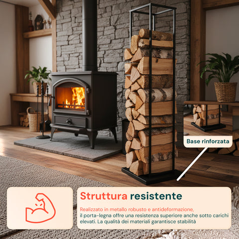 Scaffale Portalegna in Metallo – Supporto Salvaspazio 33×33×115 cm